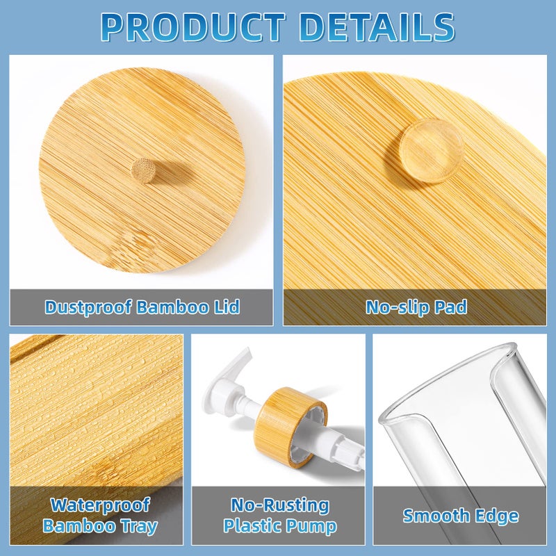 VITVITI Mouthwash Dispenser for Bathroom, Mouth Wash Pump Bottle with Paper Cup Holder, 17Oz Refillable Clear Mouthwash Container with Bamboo Lid/Tray/Label - Image 5